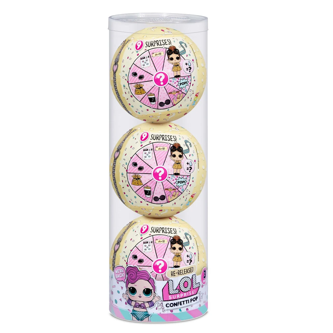 LOL Surprise Confetti Pop 3 Pack Waves - 3 Re-released Dolls Each With 9 Surprises Collectible Dolls