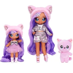 Na Na Na Surprise Family, Soft Lavender Kitty Family, Doll Set Of 3 With 2 Fashion Dolls And 1 Pet