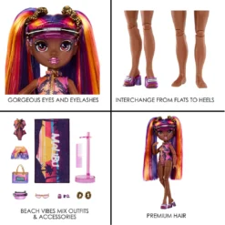 Rainbow High Pacific Coast Phaedra Westward- Sunset (Purple) With Pool Accessories Playset