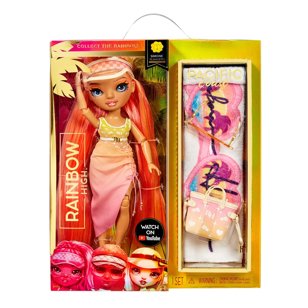 Rainbow High Pacific Coast Simone Summers - Sunrise (Orange) With Pool Accessories Playset