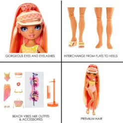 Rainbow High Pacific Coast Simone Summers - Sunrise (Orange) With Pool Accessories Playset