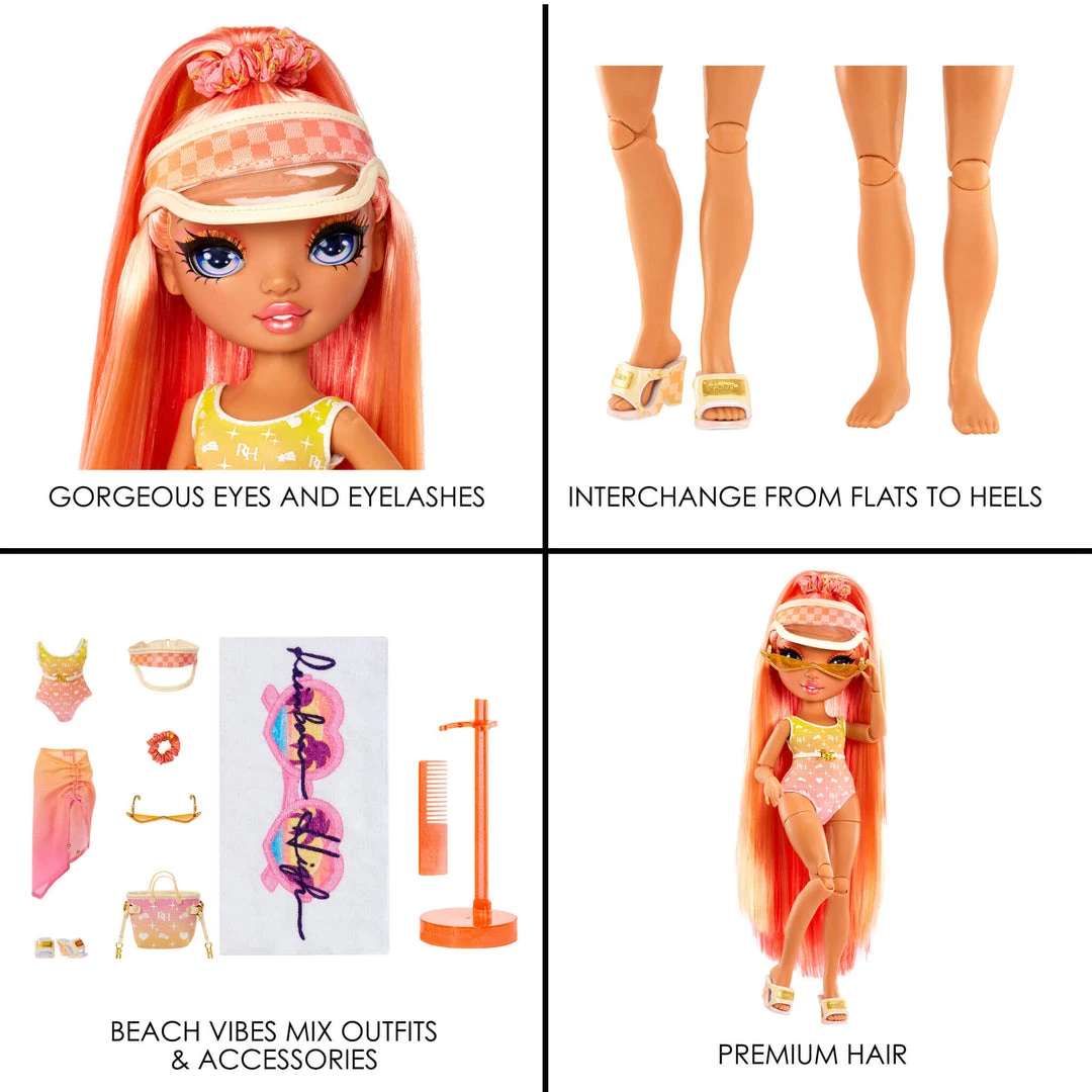 Rainbow High Pacific Coast Simone Summers - Sunrise (Orange) With Pool Accessories Playset