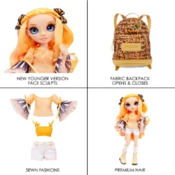 Rainbow High Junior High Poppy Rowan - 9-inch ORANGE Fashion Doll With Accessories