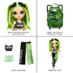 Rainbow High Junior High Jade Hunter - 9-inch GREEN Fashion Doll With Accessories