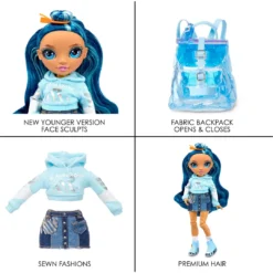 Rainbow High Junior High Skyler Bradshaw - 9-inch BLUE Fashion Doll With Accessories