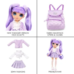 Rainbow High Junior High Violet Willow - 9-inch PURPLE Fashion Doll With Accessories